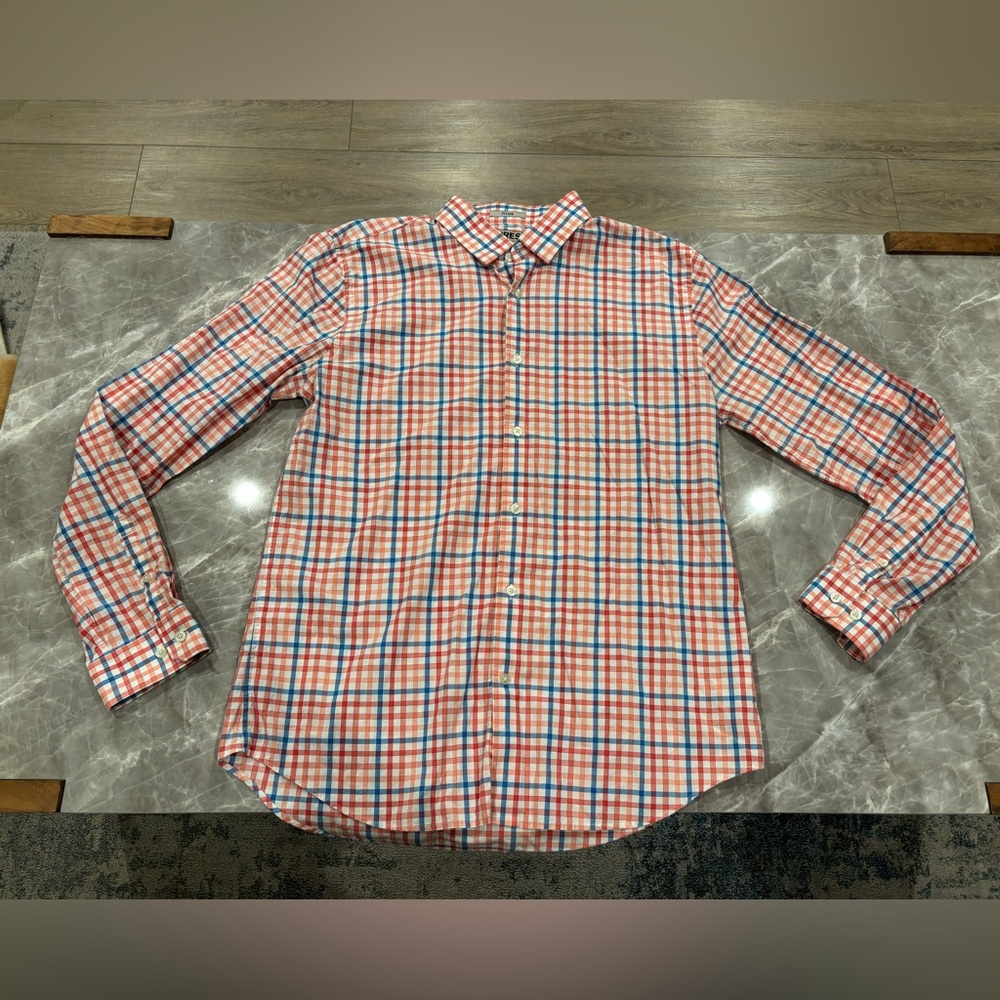 Express Men's Plaid Shirt - Red and Blue